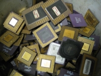 Samples of ceramic type gold plated processors